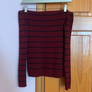 American Eagle Striped Off the Shoulder Sweater